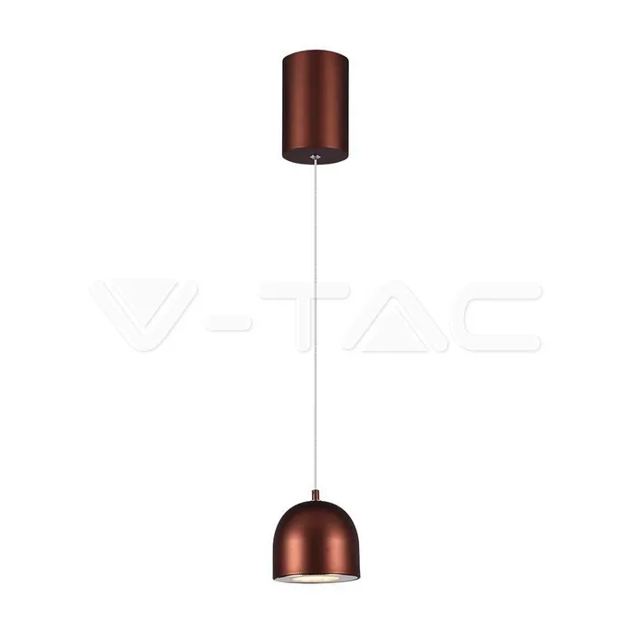 V-TAC VT-7997 8.5W LED Висяща Лампа Φ100 Регулируемо Въже Touch On/Off Кафяво Тяло 3000K