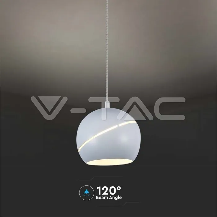 V-TAC VT-7999 8.5W LED Висяща Лампа Φ180 Бяло Тяло 3000K