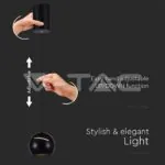 V-TAC VT-8001 8.5W LED Висяща Лампа Φ180 Регулируемо Въже Touch On/Off Черно Тяло 3000K