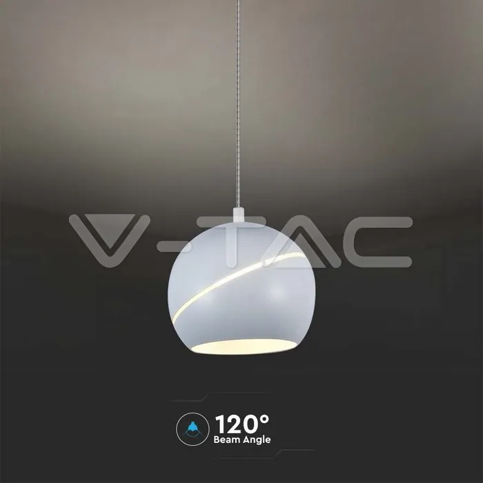 V-TAC VT-8002 8.5W LED Висяща Лампа Φ180 Регулируемо Въже Touch On/Off Бяло Тяло 3000K