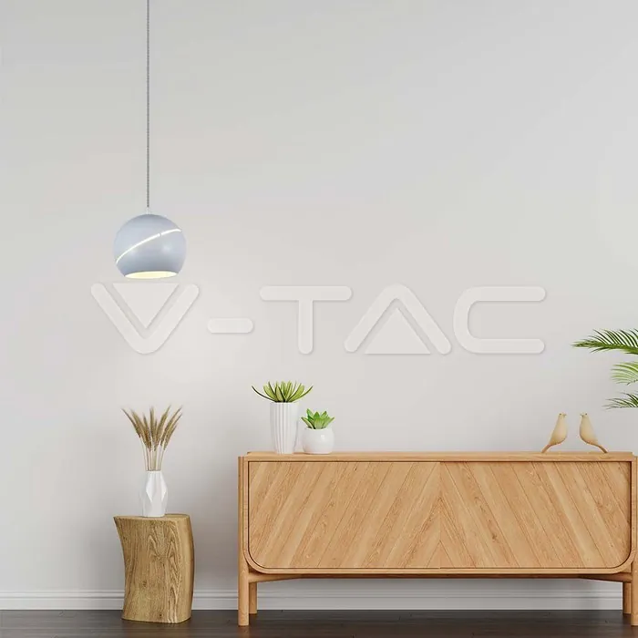 V-TAC VT-8002 8.5W LED Висяща Лампа Φ180 Регулируемо Въже Touch On/Off Бяло Тяло 3000K