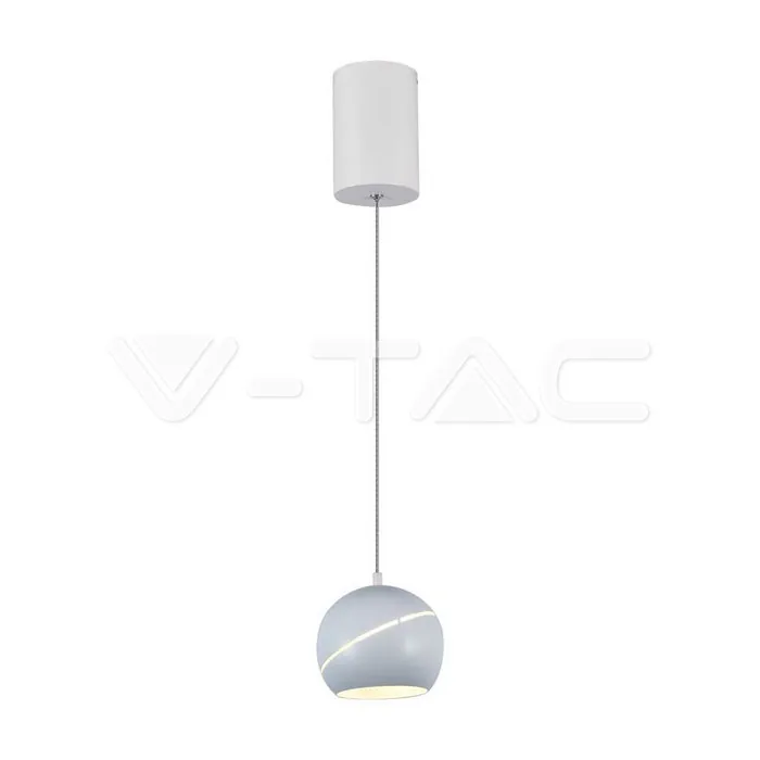 V-TAC VT-8002 8.5W LED Висяща Лампа Φ180 Регулируемо Въже Touch On/Off Бяло Тяло 3000K