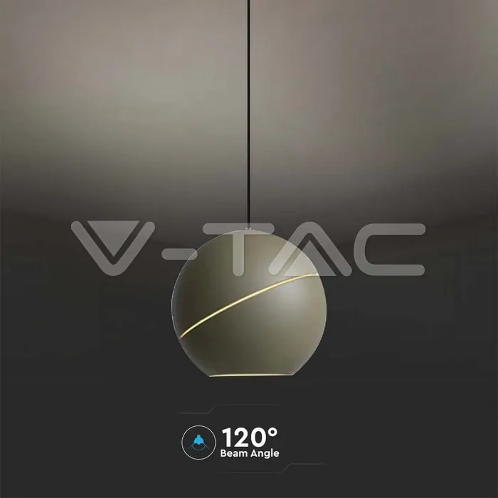 V-TAC VT-8003 8.5W LED Висяща Лампа Φ180 Регулируемо Въже Touch On/Off Златно Тяло 3000K