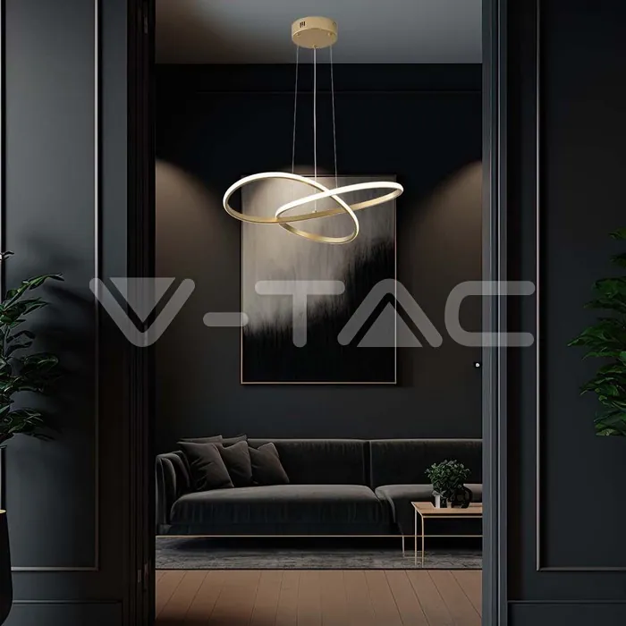 V-TAC VT-8014 20W LED Висяща Декоративна Лампа Ф500 Златно Тяло 3000K