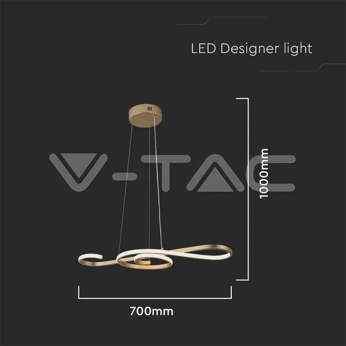 V-TAC VT-8021 18W LED Висяща Декоративна Лампа 700*250 Златно Тяло 3000K