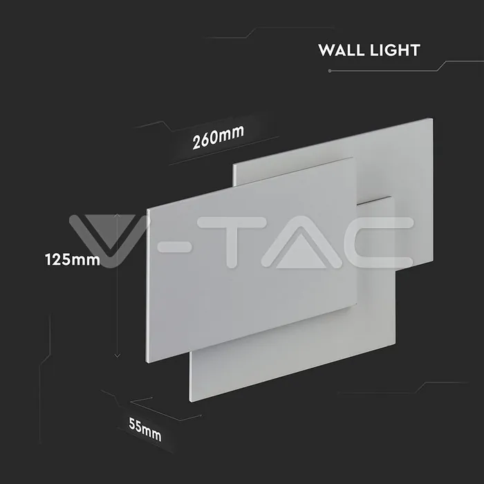 V-TAC VT-8203 12W LED Стенна Лампа Бяло Тяло IP20 Неутрално Бяла Светлина