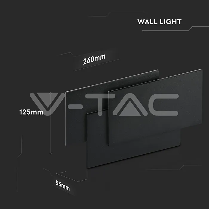 V-TAC VT-8205 12W LED Стенна Лампа Черно Тяло IP20 Неутрално Бяла Светлина