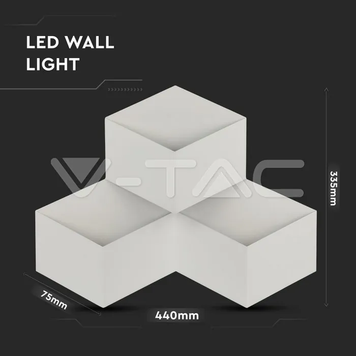 V-TAC VT-8222 9W Стенна Лампа Бяло Тяло Неутрална Светлина