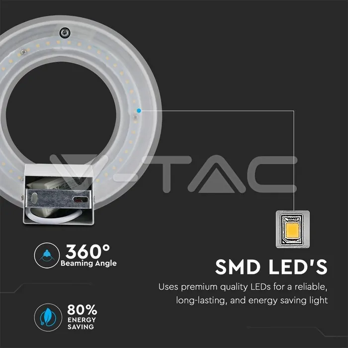 V-TAC VT-8226 9W Стенна Лампа Бяло Тяло Неутрална Светлина