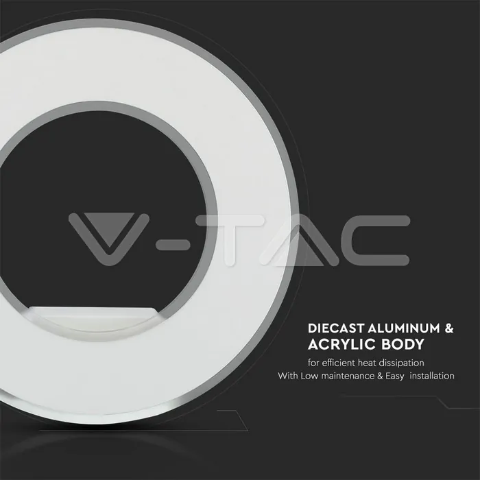 V-TAC VT-8226 9W Стенна Лампа Бяло Тяло Неутрална Светлина