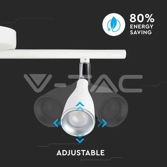 V-TAC VT-8268 9W LED Двойна Спот Лампа Неутрална Светлина Бяла