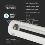V-TAC VT-8327 10W Лампа Бяло Тяло 80см 6400K