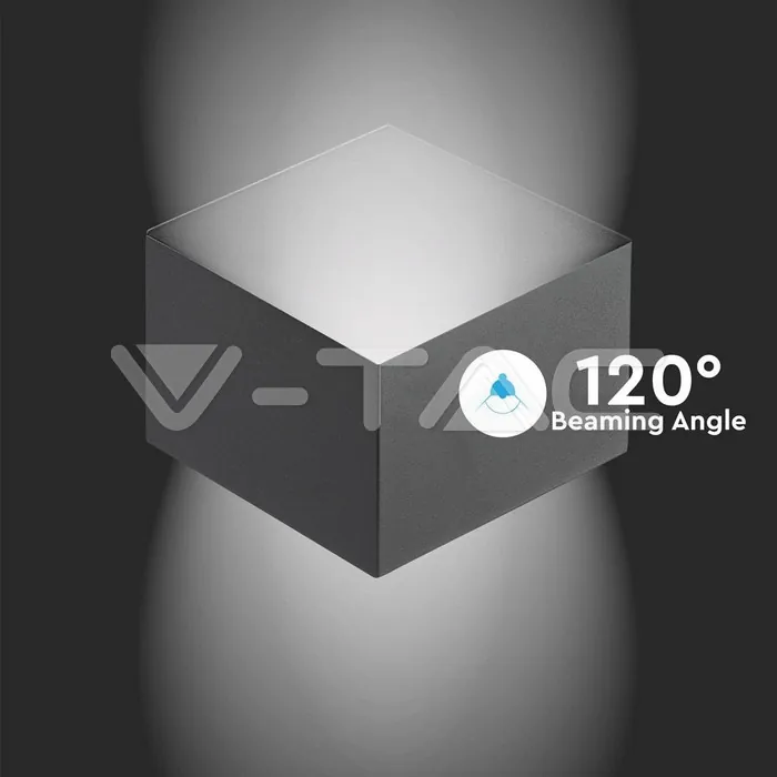 V-TAC VT-8346 3W Стенна Лампа Bridglux Чип Черно Тяло 3000K