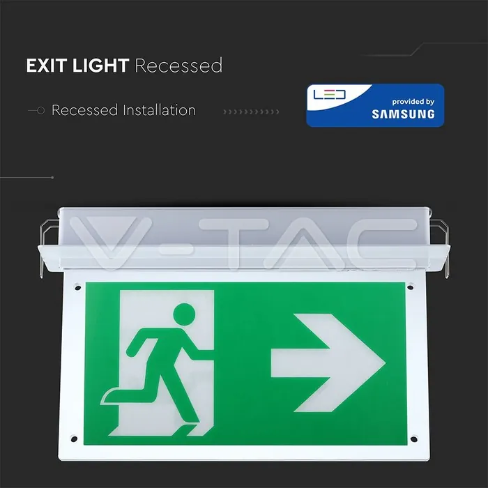 V-TAC VT-835 2W LED Евакуационно Таван за Вграждане 6000K
