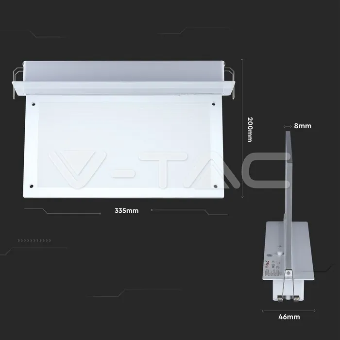 V-TAC VT-835 2W LED Евакуационно Таван за Вграждане 6000K