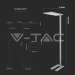 V-TAC VT-8521 80W LED Лампион Димираща Сребро 4000K