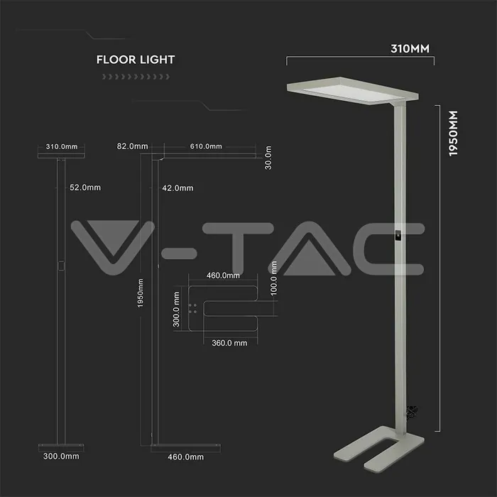 V-TAC VT-8521 80W LED Лампион Димираща Сребро 4000K