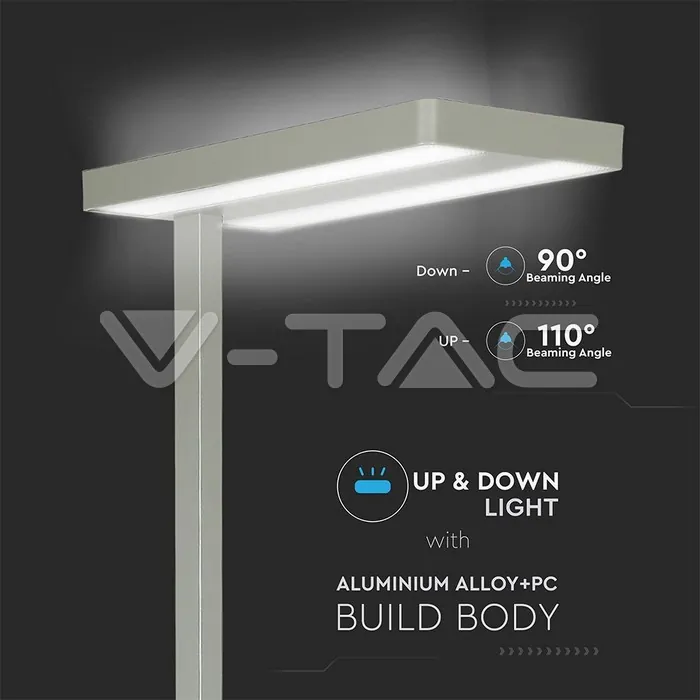 V-TAC VT-8523 80W LED Лампион Димираща Копче Сребро Кръгла 4000K