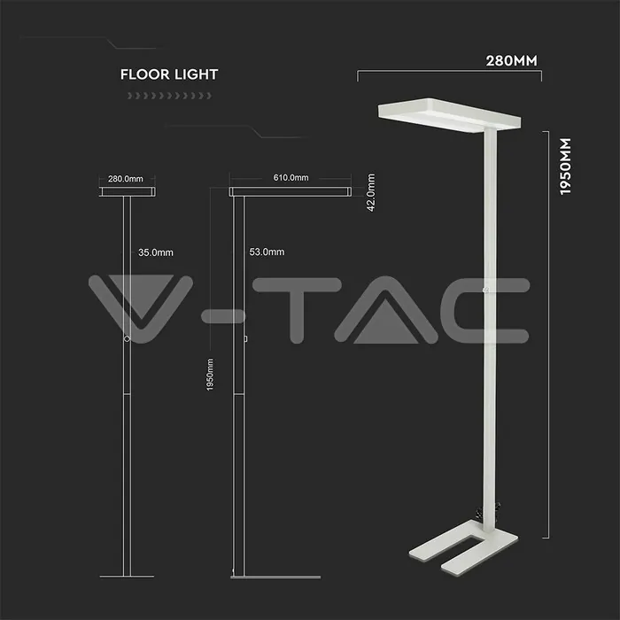 V-TAC VT-8524 80W LED Лампион Димираща Копче Бяла Кръгла 4000K