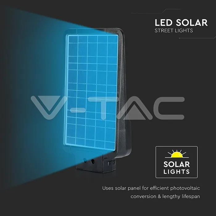 V-TAC VT-8549 15W Улична Лампа Соларна Черна 4000K