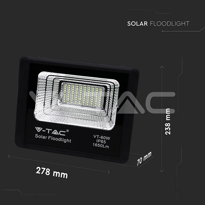 V-TAC VT-8575 20W LED Прожектор с Фотоволтаичен Панел 4000K