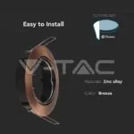 V-TAC VT-8580 GU10 Корпус Луна Кръг Регулируема Бронз
