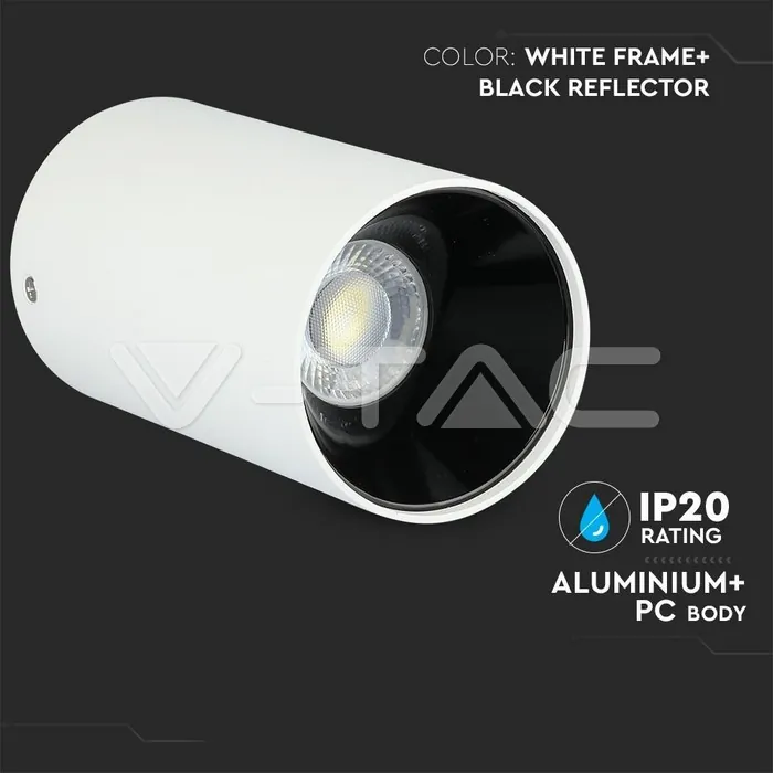 V-TAC VT-8589 GU10 Корпус Кръг Бяло + Черно