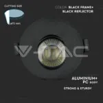 V-TAC VT-8596 GU10 Отливка Кръг Черно + Черно
