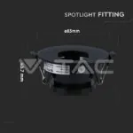 V-TAC VT-8596 GU10 Отливка Кръг Черно + Черно