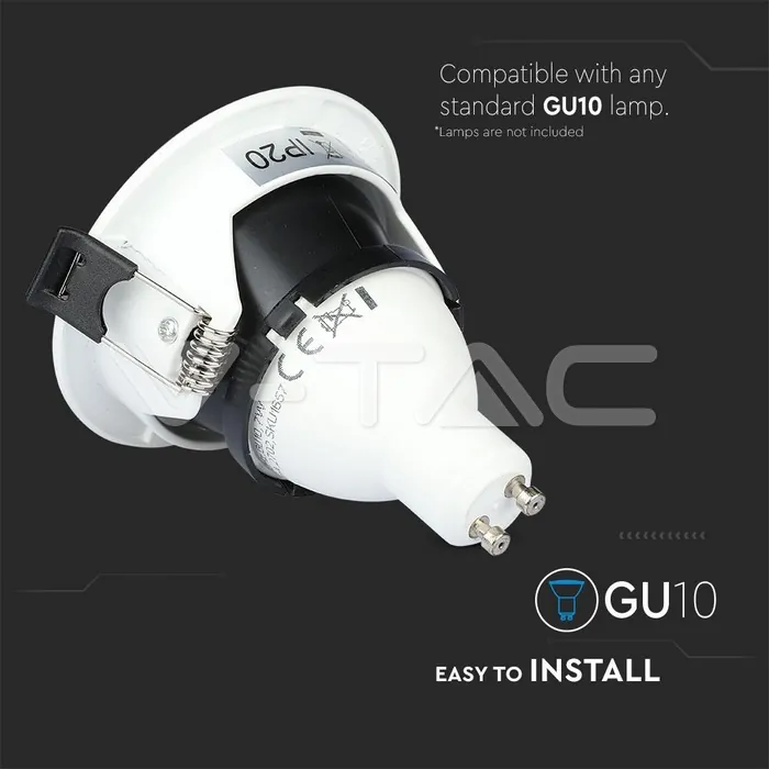 V-TAC VT-8597 GU10 Корпус Луна Квадрат Бяло + Черно