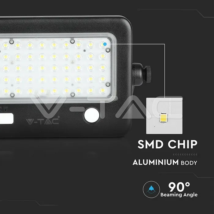 V-TAC VT-8674 10W LED Прожектор Соларен Двулицев Черно Тяло 4000K