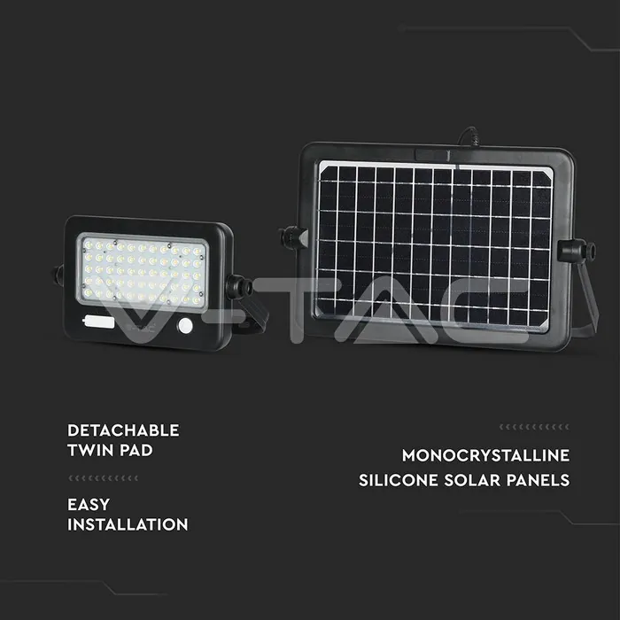 V-TAC VT-8674 10W LED Прожектор Соларен Двулицев Черно Тяло 4000K