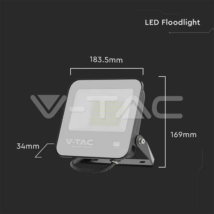 V-TAC VT-8845 50W LED Прожектор SAMSUNG ЧИП Черно Тяло 6400К 135lm/W