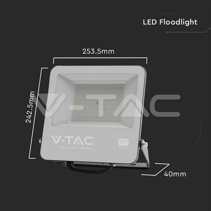 V-TAC VT-8847 100W LED Прожектор SAMSUNG ЧИП SMD Черно Тяло 6400К