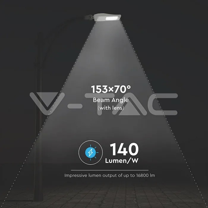 V-TAC VT-886 LED Улична Лампа SAMSUNG Чип 120W 6400K КЛАС II 140 lm/W