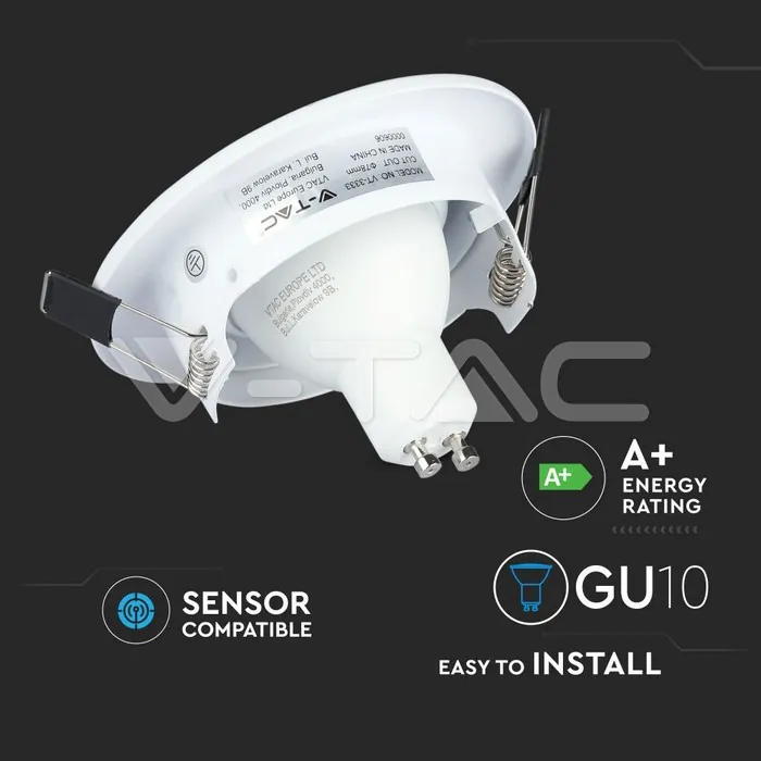 V-TAC VT-8883 LED Крушка GU10 с Корпус Бяло Тяло 6400K 3 бр./опаковка