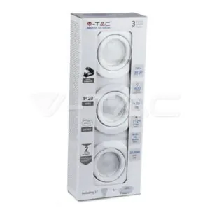 V-TAC VT-8883 LED Крушка GU10 с Корпус Бяло Тяло 6400K 3 бр./опаковка