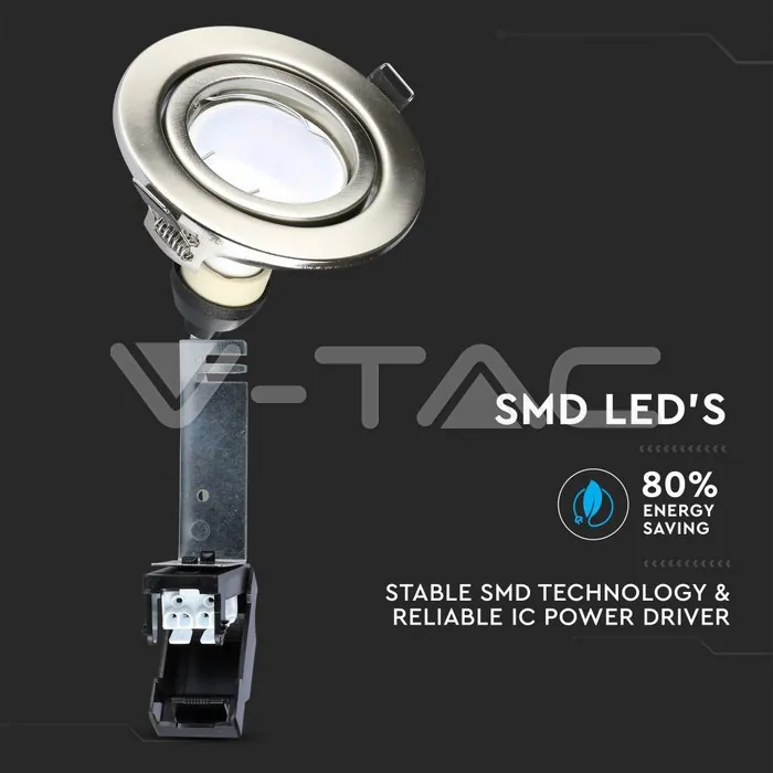 V-TAC VT-8884 LED Крушка 5W GU10 с Корпус Сатен Никел 3000K 3 бр./Сет