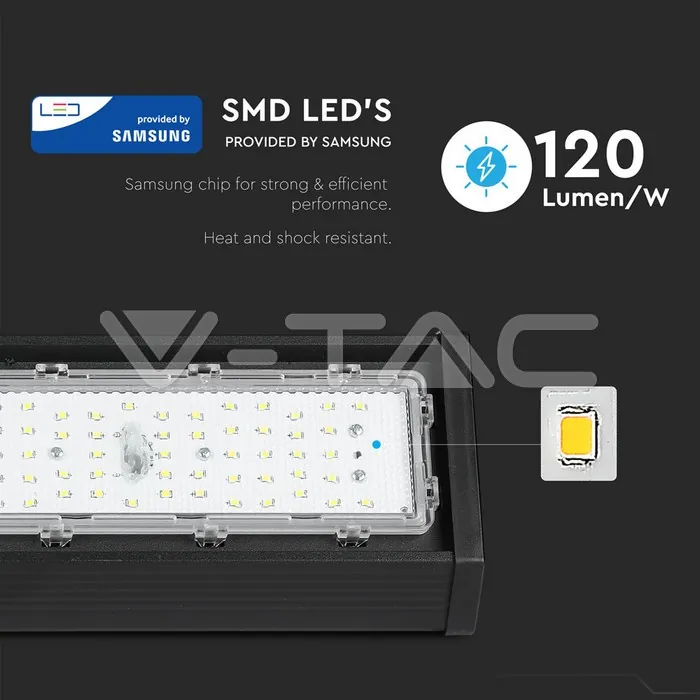 V-TAC VT-894 LED Линейна Камбана SAMSUNG Чип 150W Черно Тяло 6400K 120 lm/W