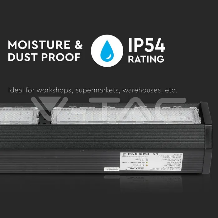 V-TAC VT-894 LED Линейна Камбана SAMSUNG Чип 150W Черно Тяло 6400K 120 lm/W