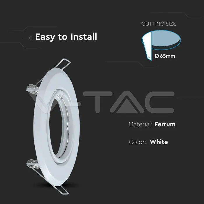 V-TAC VT-8938 GU10 Фитинг Кръг Бял 2 бр/кутия