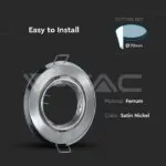 V-TAC VT-8939 GU10 Фитинг Кръг Сатен Никел 2 бр/кутия