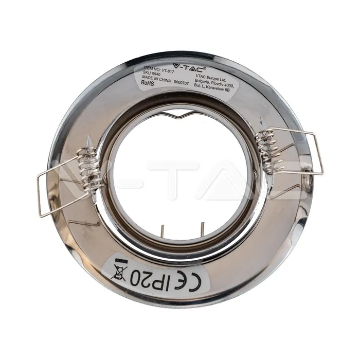 V-TAC VT-8940 GU10 Фитинг Кръг Хром 2бр./опаковка