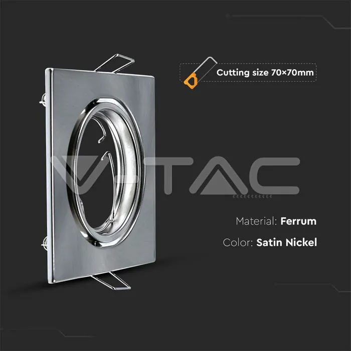 V-TAC VT-8942 GU10 Фитинг Квадрат Сатен Никел 2бр./опаковка