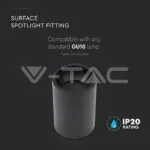 V-TAC VT-8945 GU10 Отливка Външен Монтаж Черна Ф70