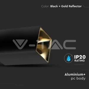 V-TAC VT-8956 GU10 Корпус Квадрат Черно Златно