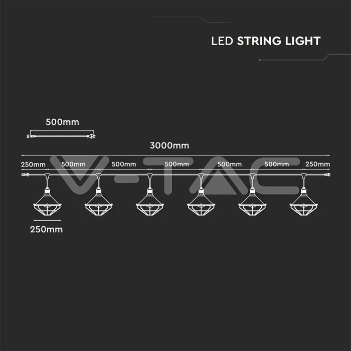 V-TAC VT-8974 Поредица Лампи 6 х Е27 IP65 Ф250 Черна