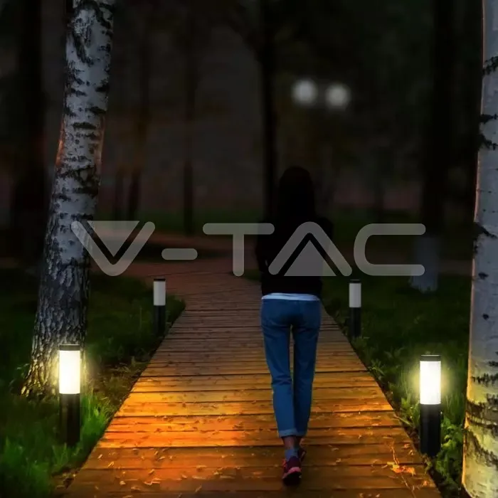 V-TAC VT-8985 Е27 Градинска Лампа 45cm PIR Сензор Неръждавейка Стомана Черен IP44