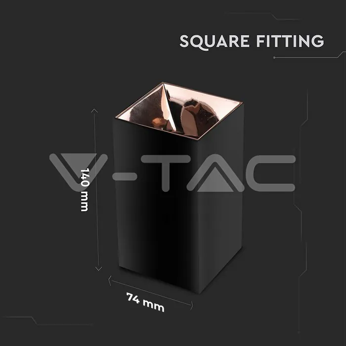 V-TAC VT-8993 GU10 Корпус Квадрат Черно Розово Злато