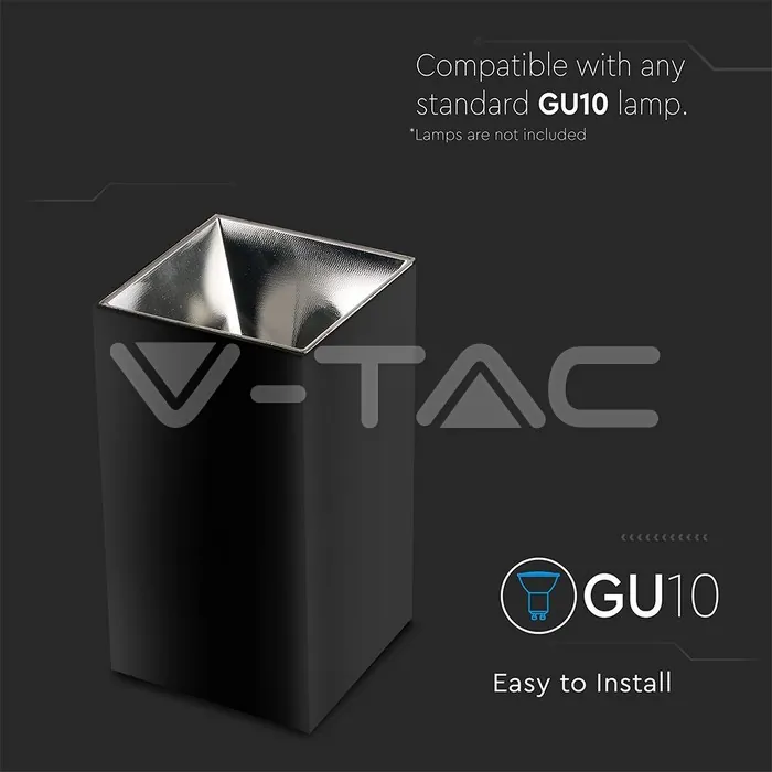 V-TAC VT-8994 GU10 Корпус Квадрат Черно Хром